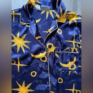 Vintage 90s Lunar Night Moon Astrological Pyjama Two Piece Set